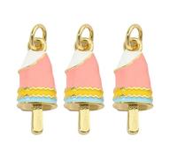 HNsdsvcd Pack Of 3 Portable Ice Cream Popsicles Charm Eye Catching Gold Plated Cake And Treat Charm For Craft Projects