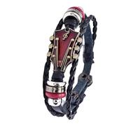 HNsdsvcd Unisex Punk Rock Guitar Faux Leather Braided Wristchain Adjustable Wristband Accessories for Music Lovers Gothic Wristband