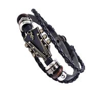 HNsdsvcd Unisex Punk Rock Guitar Faux Leather Braided Wristchain Adjustable Wristband Accessories for Music Lovers Gothic Wristband