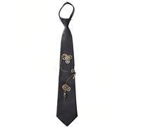 HNsdsvcd Women Men Dark Gothic Tie Steampunk Antique Gears Metal Chain Vintage Uniform Pre-Tied Neck Tie With Closure Black Neckties For Men
