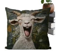 Hnsphui Throw Pillow Covers - 45x45cm Animal Soft Pillowcase - Screaming Goat Pillow Covers,for Living Room Farmhouse Bedroom Home Holiday Indoor Couch Sofa