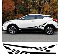HNSWJZDY 2pcs Car Door Side Skirt Stickers for Toyota C-HR Racing,Car Door Side Stripe Skirt Waterproof Sticker Vinyl Decal Auto Decorative Accessories,Black