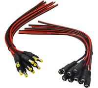 hnswwgew 10-Pack 18AWG DC Power Cables with 5A Male/Female Connectors - 2.1x5.5mm Pigtail Wires for CCTV Cameras & 12V Power Adapters - Secure, Durable CCTV Power Supply Cables