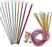 hnswwgew 23 Pcs Multicolored Aluminium & Bamboo Tunisian Crochet Hook Set, 11 Hooks (2.0-8.0mm) & 12 Hooks (3.0-10.0mm), Crochet Hook Set for Beginners