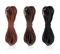 hnswwgew 3 Rolls Leather Cord String, 2.5mm x 10m Suede Leather Cord, Black, Dark Brown, Brown, for Jewellery, Bracelet, Necklace, DIY, Handmade Crafts, Dream Catcher Beading Making