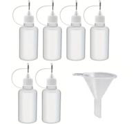 hnswwgew 6 Pack 10ml Needle Tip Bottle with 1 Funnel, Precision Applicator Bottle for Edible Glue, Crafting, and Small Glue Applicator Projects, DIY, Quilling, and Detailed Liquid Dispensing