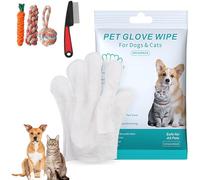 HNTKGME Rinse Free Dog Shampoo Mitts, Hypoallergenic Pet Bath Wipes, Pet Glove Wipes for Dogs, Dog Wipes Cleaning Deodorizing Penetrating Fur, Keep Coat Soft and Manageable, No Rinsing (1PCS-6Packs)