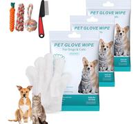 HNTKGME Rinse Free Dog Shampoo Mitts, Hypoallergenic Pet Bath Wipes, Pet Glove Wipes for Dogs, Dog Wipes Cleaning Deodorizing Penetrating Fur, Keep Coat Soft and Manageable, No Rinsing (3PCS-18Packs)