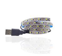 hntoolight 5V 10CM 1M USB Cable Power LED Strip Light Lamp SMD 3528 Christmas Desk Decor Lamp Tape for TV Background Lighting (White, 1M with USB Port)