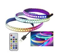 hntoolight WS2812b RGB 144 LED Strips 5V ws2812 Black PCB Multicolor 1M IP67 Waterproof USB Strip Lights with Remote