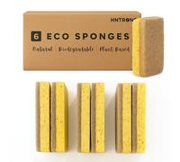 HNTR 6 x Eco Sponges Washing Up | Eco Washing Up Sponge Scourers | Natural Cellulose Sponge & Sisal Scrubber | Plastic-Free Compostable Non-Scratch Natural Sponges for Dishes & Kitchen Cleaning