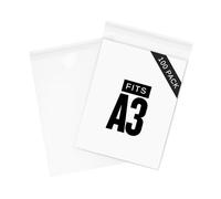 HNTR A3 Cello Bags for Large Art Prints | 100 Pack | 305x425 mm | 40 Micron