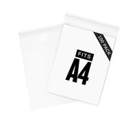 HNTR® A4 Cellophane Bags | 100 Pack | 218 × 300 mm | Clear Self Seal A4 Cello Bags | 40 Micron OPP