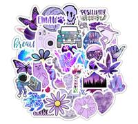 HNTR® Aesthetic Vibes Purple Stickers | 50 Boho & Indie Decals for Creatives | Waterproof Vinyl Stickers for Laptops, Water Bottles, Notebooks & Scrapbooks