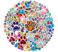 HNTR® Colorful Paw Print Stickers | 50 Patterned Animal Footprint Decals | Waterproof Vinyl Sticker Pack for Laptops, Water Bottles, Scrapbooks & More