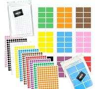 HNTR® Colour Coding Sticker Set | 3000 Dot Stickers + 160 Rectangle Labels | 10 Colours | Organisation Stickers for Planners, Storage Boxes, Charts & Moving