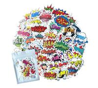 HNTR® Comic Book Stickers | 50 POW! Boom! BAM! Onomatopoeia Stickers for Sticker Book, Laptop, Water Bottle & Scrapbook Decoration