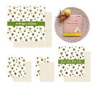HNTR Organic Beeswax Food Wrap - Set of 8 Beeswax Wraps | Natural Wax Wrap for Food Storage | Artisan Cheese Storage for Fridge | Reusable Sandwich Bag Alternative | Plastic-Free & Sustainable