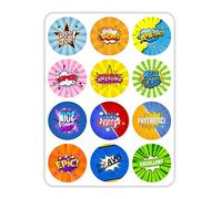 HNTR® Reward Stickers - 204 Large Round Well Done Stickers for Children, Teachers & Parents | 3.5cm Size | Ideal for Reward Chart, Certificates & Learning