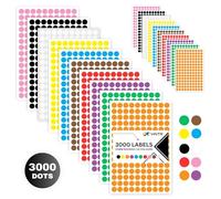 HNTR® Round Sticky Dot with Resealable Storage Pouch | 3000 Coloured Dot Stickers | 10mm Round Sticky Labels | 10 Colours | Coloured Stickers Dots for Colour Coding and Organisation