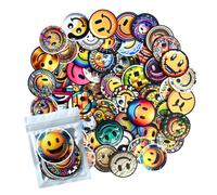 HNTR® Smiley Face Stickers - 55 Aesthetic Stickers | Signature Collection of Artistic Smiley Faces for Laptops, Scrapbooks, Journals, Skateboards and Water Bottles