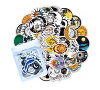 HNTR® Sun and Moon Stickers | 50 Astrology, Celestial & Yin Yang Decals | Waterproof Vinyl Stickers for Laptops, Journals, Scrapbooks, Water Bottles & More