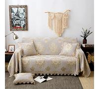 HNTYSM Chenille Jacquard Throws For Sofas Large Full Coverage Sofa Cover 3 Seater Corner Sofa Cover European Style Sofa Slipcovers Living Room Decoration Sofa Throw Blanket (180X320cm, Grey)