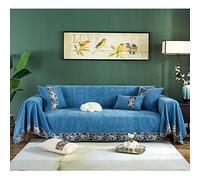 HNTYSM Chenille Throws For Sofas Large Jacquard Ribbon Lace Sofa Throw Full Coverage Sofa Cover 1 Seater Corner Sofa Cover Sofa Protector Living Room Decoration Sofa Blanket (180X200cm, Blue)