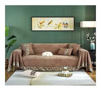 HNTYSM Chenille Throws For Sofas Large Jacquard Ribbon Lace Sofa Throw Full Coverage Sofa Cover 3 Seater Corner Sofa Cover Sofa Protector Living Room Decoration Sofa Blanket (180X330cm, Brown)