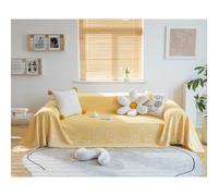 HNTYSM Cotton and Linen Blended Throws For Sofas Large Multi-Sized Bear Pattern Sofa Cover 3 Seaters Corner Sofa Cover Sofa Protector Living Room Decoration Sofa Throw Blanket (180X340cm, yellow)