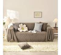 HNTYSM Fluffy Soft Warm Throws for Sofas Large, Thickened Double Sided Sofa Throw Sofa Cover 4 Seaters Assorted Size Sofa Protector Living Room Decoration Sofa Throw Blanket (brown, 180X340cm)