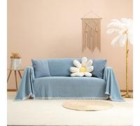 HNTYSM Solid Colour Chenille Throws for Sofas Large, Anti-cat scratchr Sofa Throw Washable Sofa Cover 1 Seater Assorted Size Sofa Protector Living Room Decoration Sofa Throw Blanket(blue, 180X130cm)