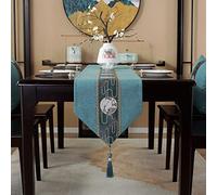 HNTYSM Table Runner with Tassels, Multi-Size Multi-Color Embroidered Tablecloth Table Cover for Home Kitchen Dining Room Decorations Party Wedding Holiday Decoration (33X300cm, Peacock blue)