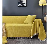 HNTYSM Thickened Chenille Sofa Throw Anti-cat Scratch Full Coverage Sofa Cover 3 Seater Corner Sofa Cover Sofa Protector Living Room Decoration Sofa Blanket (180X300cm, Yellow)