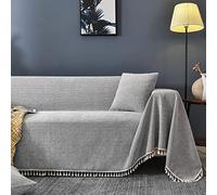 HNTYSM Thickened Chenille Sofa Throw Anti-cat Scratch Full Coverage Sofa Covers 2 Seater Corner Sofa Cover Sofa Protector Living Room Decoration Sofa Blanket (180X230cm, Light grey)