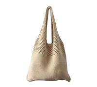 HNULGVI Knitted Shoulder Bags Knitted Handbags Female Large Capacity Totes Women's Pack Summer Beach Bag Big Purses Casual Hollow Woven Shoulder Bags(Khaki)