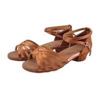 HNULGVI Latin Dance Shoes Girls Women Latin Shoes Low Heel Latino Salsa For Women(Tan,29)