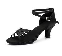 HNULGVI Latin Dance Shoes Heel 7cm/5cm Satin Without Knot Salsa Tango Ballroom Latin Dance Shoes Woman For Women(Heel 5cm black,39)