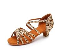 HNULGVI Latin Dance Shoes Women Latin Dance Shoes Soft Bottom Sole Girls Jazz Dance Practice Sandals Middle Heel 3.5CM Ballroom Dance For Women(4cm leopard,38)