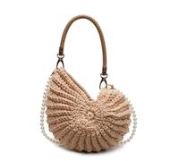 HNULGVI Shell Bag Hand-woven Shell Bag Women Seaside Conch Messenger Shoulder Exquisite Pearl Chain Fashion Holiday Shopping for Party(Khaki)