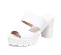 HNVAVQ Women’s Chunky Platform Sandals Mules Open Toe Slip On High Heels Slides Thick Sole Dress Shoes for Wedding Guest Evening Party