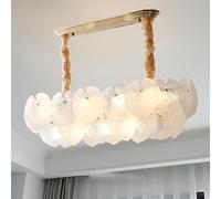 HNVBDOPAE Minimalist Leaf Glass Chandelier,Modern High Class Cream Style Chandelier,Dining Room Light,Interior Ceiling Hanging Light,for Bedroom Living Room Dining Room/Long 95Cm/50Cm/Long 95Cm
