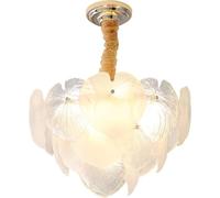 HNVBDOPAE Minimalist Leaf Glass Chandelier,Modern High Class Cream Style Chandelier,Dining Room Light,Interior Ceiling Hanging Light,for Bedroom Living Room Dining Room/Long 95Cm/50Cm/50Cm