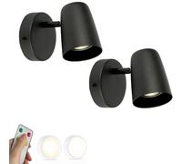 HNVBDOPAE Rechargeable Battery Operated Wall Sconces Brushed Nickel Set of 2 Wall Decor Remote Cordless Wall Light Metal Industrial Farmhouse Wireless Wall Lamp for Bedside Bedroom Headboard/Black
