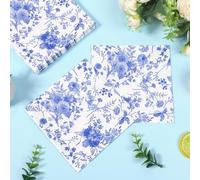 Hnvdkln 200 Pcs 3 Layer Napkins Disposable Decorative, 13"x13" Decorative Napkins Decoupage for Wedding Bridal Baby Shower Birthday Tableware Decorations (Blue)