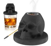 Hnvdkln Cocktail Smoker Kit, Whiskey & Bourbon Smoker, Ceramic Skull-Shaped Infuser with Smoke Chamber for Drinks & Food, Black