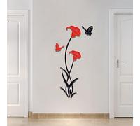 HNVNER 3D Lily Flower Wall Sticker for Living Room Bedroom Sofa Backdrop TV Wall Background,DIY Wall Decal Murals Wall Decorations Wall Decor (59 x 31 in, Red)