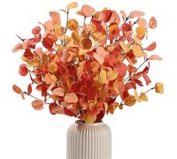 HNVNER 5 Bunches Artificial Fall eucalyptus stems leaves, 24" Autumn Faux Eucalyptus Plant Fake Silk Foliage Artificial Flowers for Autumn Decorations, Floral Arrangement,Thanksgiving Halloween Décor