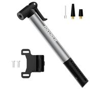 HNVNER Mini Bike Pump,Aluminum Alloy Portable Bicycle Tire Pump,Easy to Switch Between Schrader and Presta Valve,Fast Tyre Inflation Frame Mount Pump with Needle for Road, Mountain and BMX Bikes