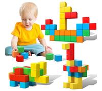 HNVWNSD Magnetic Building Blocks, 30 PCS Large Magnetic Cubes for Toddlers Boy Girls Sensory Montessori Toys Educational Construction STEAM Toy for Birthday(1.41 Inch) (Mangetic 1)